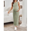 image:imageMakeMeChic Womens Maternity Dress Summer Crewneck Sleeveless Casual Bodycon Tank Maxi DressesGreen