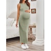 image:imageMakeMeChic Womens Maternity Dress Summer Crewneck Sleeveless Casual Bodycon Tank Maxi DressesGreen
