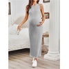 image:imageMakeMeChic Womens Maternity Dress Summer Crewneck Sleeveless Casual Bodycon Tank Maxi DressesGrey Solid