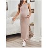 image:imageMakeMeChic Womens Maternity Dress Summer Crewneck Sleeveless Casual Bodycon Tank Maxi DressesPink