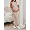 image:imageMakeMeChic Womens Maternity Dress Summer Crewneck Sleeveless Casual Bodycon Tank Maxi DressesPink