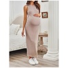 image:imageMakeMeChic Womens Maternity Dress Summer Crewneck Sleeveless Casual Bodycon Tank Maxi DressesPink