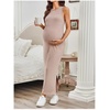 image:imageMakeMeChic Womens Maternity Dress Summer Crewneck Sleeveless Casual Bodycon Tank Maxi DressesPink