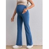 image:imageMakeMeChic Womens Maternity Jeans Elastic High Waisted Flared Leg Pregnancy Denim PantsBlue