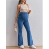 image:imageMakeMeChic Womens Maternity Jeans Elastic High Waisted Flared Leg Pregnancy Denim PantsBlue