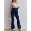 image:imageMakeMeChic Womens Maternity Jeans Elastic High Waisted Flared Leg Pregnancy Denim PantsDark Wash