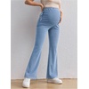 image:imageMakeMeChic Womens Maternity Jeans Elastic High Waisted Flared Leg Pregnancy Denim PantsLight Wash