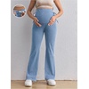 image:imageMakeMeChic Womens Maternity Jeans Elastic High Waisted Flared Leg Pregnancy Denim PantsLight Wash