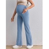 image:imageMakeMeChic Womens Maternity Jeans Elastic High Waisted Flared Leg Pregnancy Denim PantsLight Wash
