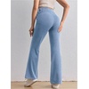 image:imageMakeMeChic Womens Maternity Jeans Elastic High Waisted Flared Leg Pregnancy Denim PantsLight Wash