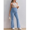 image:imageMakeMeChic Womens Maternity Jeans Elastic High Waisted Flared Leg Pregnancy Denim PantsLight Wash