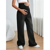 image:imageMakeMeChic Womens Maternity Jeans High Waisted Straight Leg Denim Pants  Pregnant Clothes Over The Belly Wide Leg Pants Going OutBlack