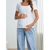 image:imageMakeMeChic Womens Maternity Jeans High Waisted Straight Leg Denim Pants  Pregnant Clothes Over The Belly Wide Leg Pants Going OutLight Wash
