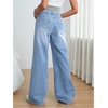image:imageMakeMeChic Womens Maternity Jeans High Waisted Straight Leg Denim Pants  Pregnant Clothes Over The Belly Wide Leg Pants Going OutLight Wash