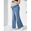 image:imageMakeMeChic Womens Maternity Jeans High Waisted Straight Leg Denim Pants  Pregnant Clothes Over The Belly Wide Leg Pants Going OutMedium Wash