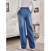 image:imageMakeMeChic Womens Maternity Jeans Loose Wide Leg Over The Belly Straight Pregnancy Jeans Denim PantsA Blue