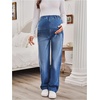 image:imageMakeMeChic Womens Maternity Jeans Loose Wide Leg Over The Belly Straight Pregnancy Jeans Denim PantsA Blue