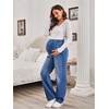 image:imageMakeMeChic Womens Maternity Jeans Loose Wide Leg Over The Belly Straight Pregnancy Jeans Denim PantsA Blue