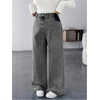 image:imageMakeMeChic Womens Maternity Jeans Loose Wide Leg Over The Belly Straight Pregnancy Jeans Denim PantsGrey