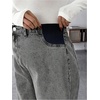 image:imageMakeMeChic Womens Maternity Jeans Loose Wide Leg Over The Belly Straight Pregnancy Jeans Denim PantsGrey