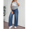 image:imageMakeMeChic Womens Maternity Jeans Over Belly Skinny Stretchy Denim Pants Comfy Pregnancy Wide Leg PantsBlue