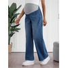 image:imageMakeMeChic Womens Maternity Jeans Over Belly Skinny Stretchy Denim Pants Comfy Pregnancy Wide Leg PantsBlue