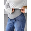 image:imageMakeMeChic Womens Maternity Jeans Rib Knitted Straight Leg Pregnancy Denim PantsDark Wash