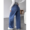 image:imageMakeMeChic Womens Maternity Jeans Rib Knitted Straight Leg Pregnancy Denim PantsDark Wash