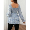 image:imageMakeMeChic Womens Maternity Long Sleeve Blouse Square Neck Ruffle Peplum Cute Casual Dressy Blouses ShirtsBlue
