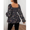 image:imageMakeMeChic Womens Maternity Long Sleeve Blouse Square Neck Ruffle Peplum Cute Casual Dressy Blouses ShirtsBlue Floral
