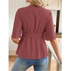 image:imageMakeMeChic Womens Maternity Nursing Blouse V Neck Wrap Ruffle Short Sleeve Belted Pregnancy Shirt Business Work TopsPink