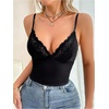 image:imageMakeMeChic Womens Maternity Nursing Bras Breastfeeding Lace Ribbed Longline Bra Tank TopBlack