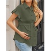 image:imageMakeMeChic Womens Maternity Nursing Work Blouse Pregnancy Ruffle Tops  Maternity Dressy Blouse Wrap Button Down BeltedArmy Green