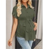 image:imageMakeMeChic Womens Maternity Nursing Work Blouse Pregnancy Ruffle Tops  Maternity Dressy Blouse Wrap Button Down BeltedArmy Green