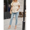 image:imageMakeMeChic Womens Maternity Nursing Work Blouse Pregnancy Ruffle Tops  Maternity Dressy Blouse Wrap Button Down BeltedBeige