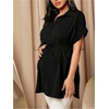 image:imageMakeMeChic Womens Maternity Nursing Work Blouse Pregnancy Ruffle Tops  Maternity Dressy Blouse Wrap Button Down BeltedBlack B