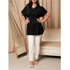 image:imageMakeMeChic Womens Maternity Nursing Work Blouse Pregnancy Ruffle Tops  Maternity Dressy Blouse Wrap Button Down BeltedBlack B