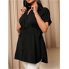 image:imageMakeMeChic Womens Maternity Nursing Work Blouse Pregnancy Ruffle Tops  Maternity Dressy Blouse Wrap Button Down BeltedBlack B