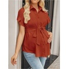 image:imageMakeMeChic Womens Maternity Nursing Work Blouse Pregnancy Ruffle Tops  Maternity Dressy Blouse Wrap Button Down BeltedBurnt Orange