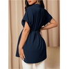 image:imageMakeMeChic Womens Maternity Nursing Work Blouse Pregnancy Ruffle Tops  Maternity Dressy Blouse Wrap Button Down BeltedDark Blue