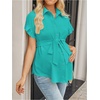image:imageMakeMeChic Womens Maternity Nursing Work Blouse Pregnancy Ruffle Tops  Maternity Dressy Blouse Wrap Button Down BeltedGreen
