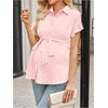 image:imageMakeMeChic Womens Maternity Nursing Work Blouse Pregnancy Ruffle Tops  Maternity Dressy Blouse Wrap Button Down BeltedLight Pink