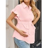 image:imageMakeMeChic Womens Maternity Nursing Work Blouse Pregnancy Ruffle Tops  Maternity Dressy Blouse Wrap Button Down BeltedLight Pink