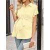 image:imageMakeMeChic Womens Maternity Nursing Work Blouse Pregnancy Ruffle Tops  Maternity Dressy Blouse Wrap Button Down BeltedLight Yellow