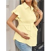 image:imageMakeMeChic Womens Maternity Nursing Work Blouse Pregnancy Ruffle Tops  Maternity Dressy Blouse Wrap Button Down BeltedLight Yellow