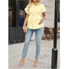 image:imageMakeMeChic Womens Maternity Nursing Work Blouse Pregnancy Ruffle Tops  Maternity Dressy Blouse Wrap Button Down BeltedLight Yellow