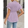 image:imageMakeMeChic Womens Maternity Nursing Work Blouse Pregnancy Ruffle Tops  Maternity Dressy Blouse Wrap Button Down BeltedPurple