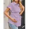 image:imageMakeMeChic Womens Maternity Nursing Work Blouse Pregnancy Ruffle Tops  Maternity Dressy Blouse Wrap Button Down BeltedPurple