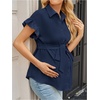 image:imageMakeMeChic Womens Maternity Nursing Work Blouse Pregnancy Ruffle Tops  Maternity Dressy Blouse Wrap Button Down BeltedRoyal Blue