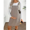image:imageMakeMeChic Womens Maternity Overall Dress Houndstooth Sleeveless Pinafore Mini DressMulticolor